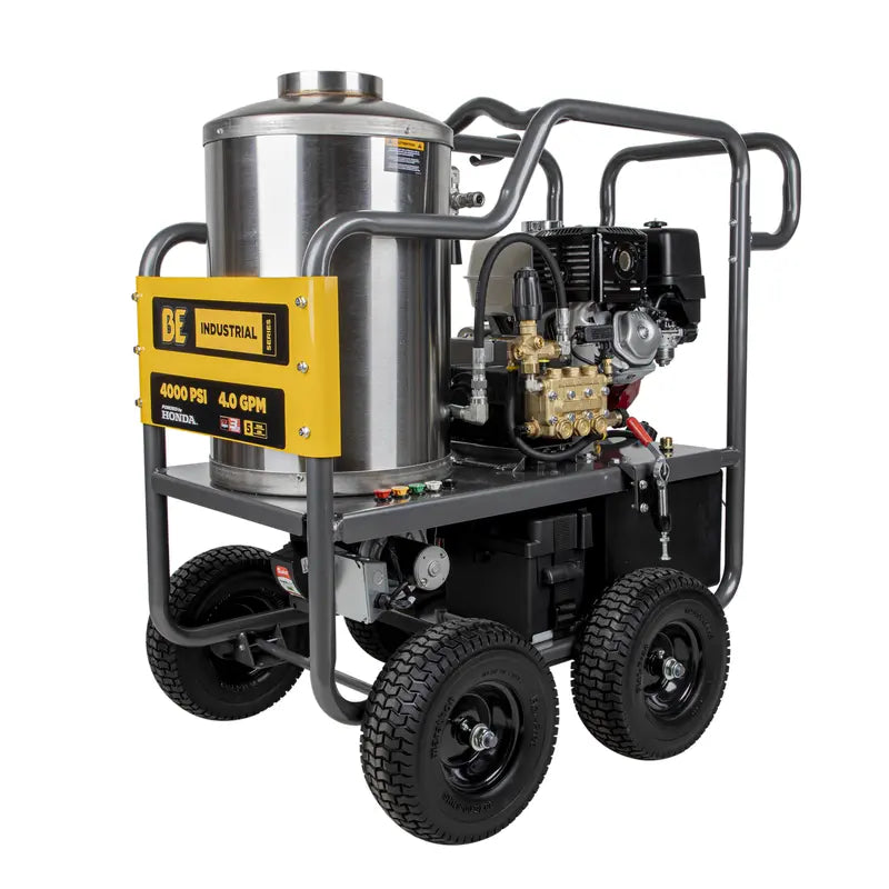 BE HW4013HBG Portable Honda Hot Water Belt Drive Gas Pressure Washer 4000 PSI 4 GPM Diesel Burner ATPRO Powerclean Equipment Inc