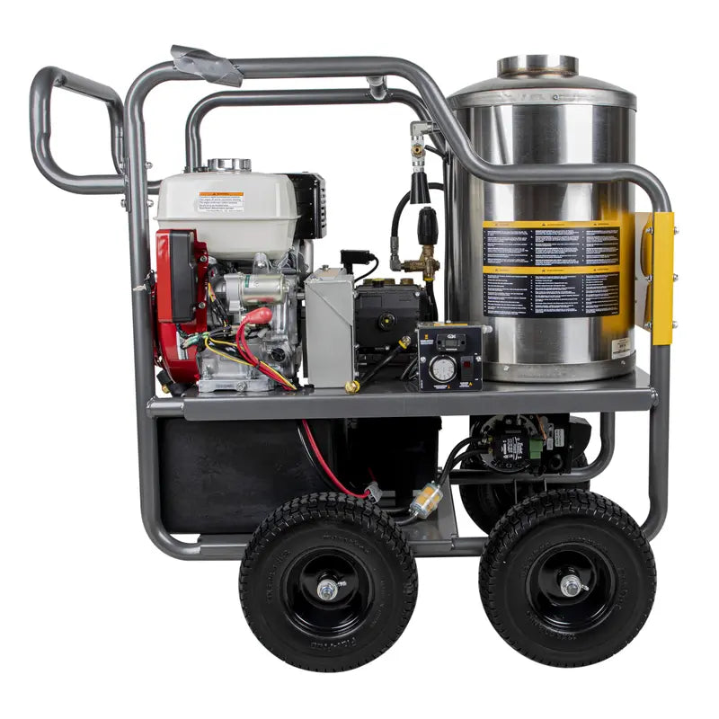 BE HW4013HBG Portable Honda Hot Water Belt Drive Gas Pressure Washer 4000 PSI 4 GPM Diesel Burner ATPRO Powerclean Equipment Inc