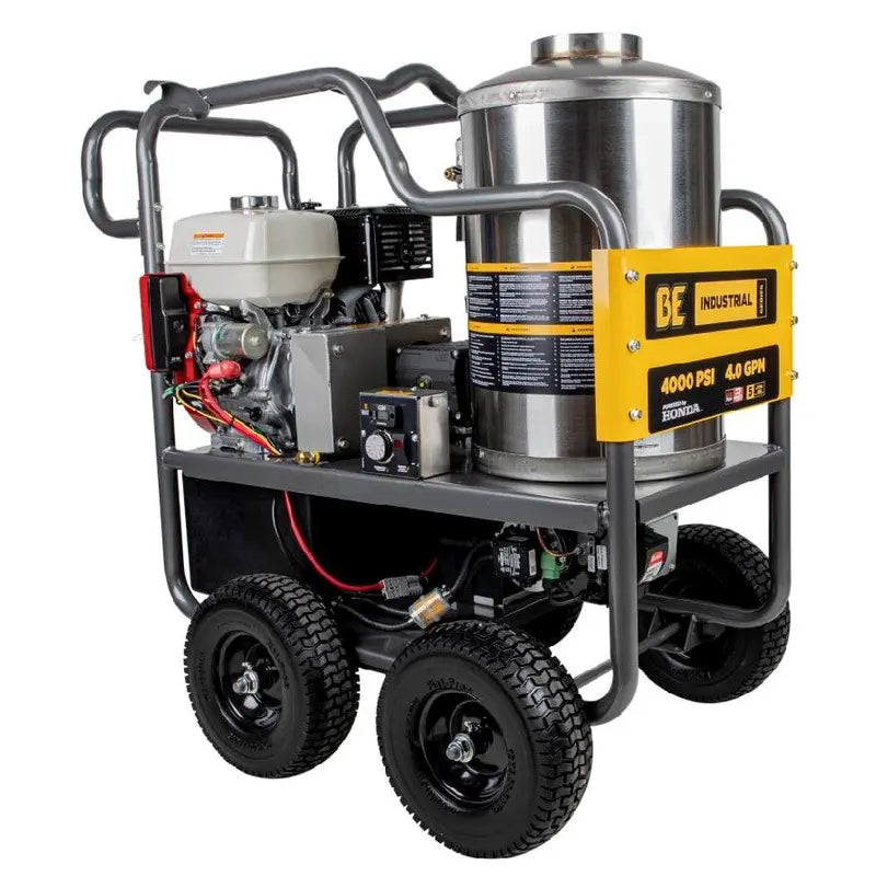 BE HW4013HBG Portable Honda Hot Water Belt Drive Gas Pressure Washer 4000 PSI 4 GPM Diesel Burner ATPRO Powerclean Equipment Inc