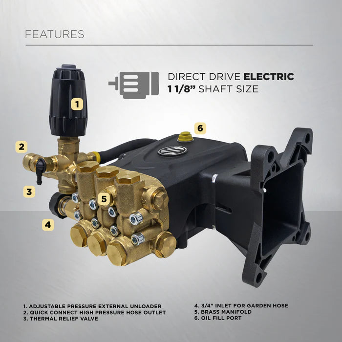 Centurion 85.129.133B P6 "Ready To Go" Pump 1-1/8 Inch Electric Motor Shaft 1750rpm 3500psi 4.6gpm