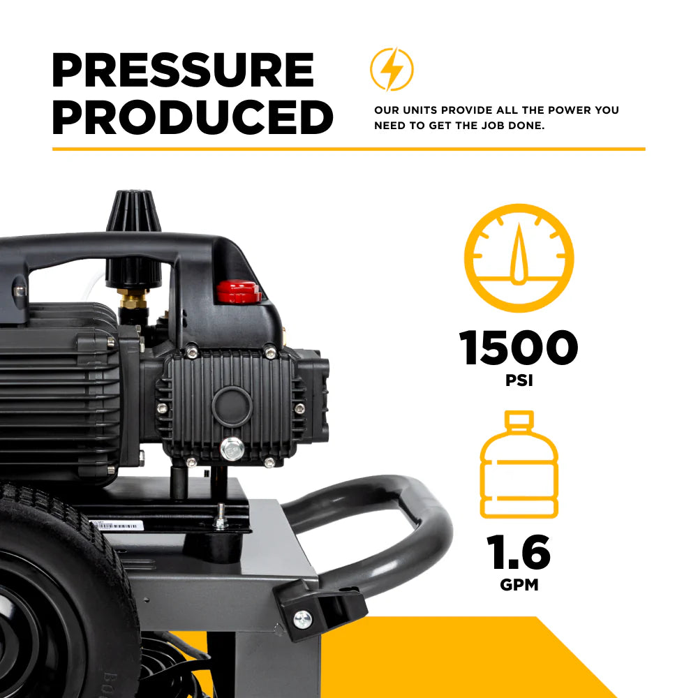BE 1500psi 1.6gpm Electric Pressure Washer 120V Triplex Pump