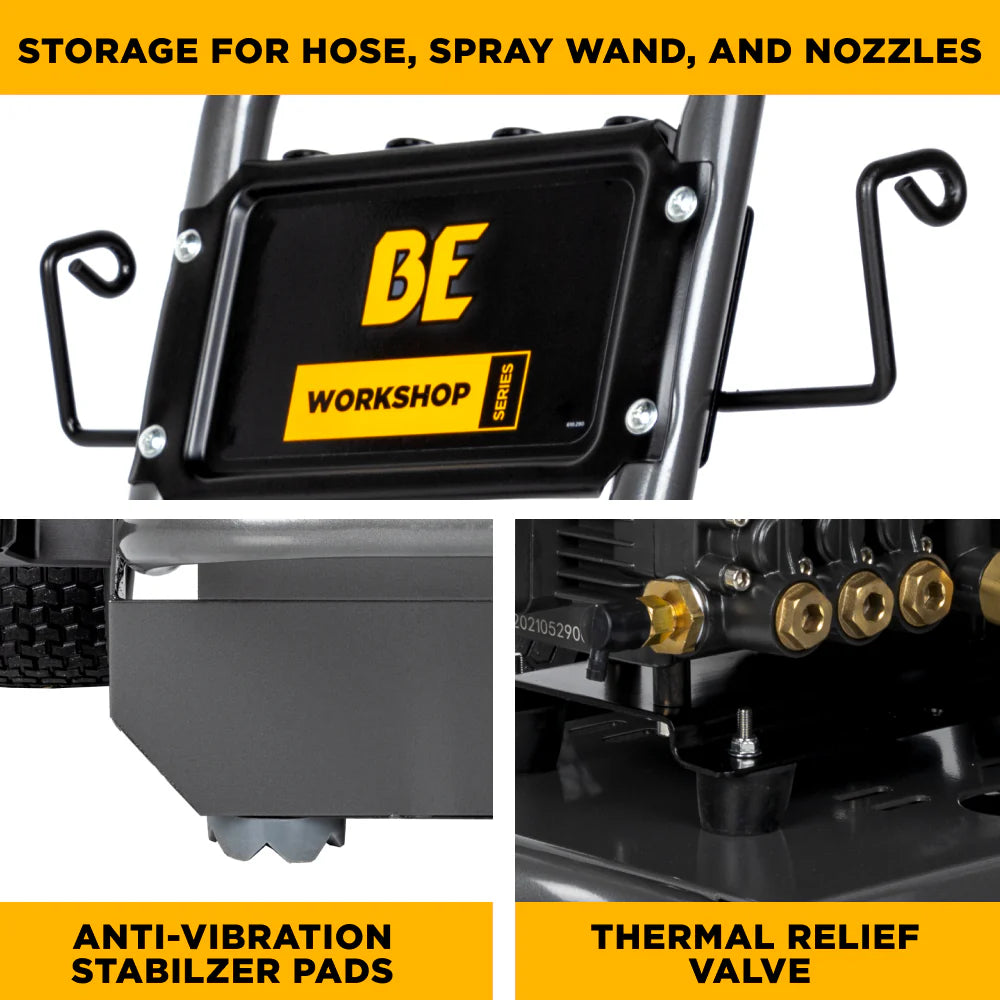 BE 1500psi 1.6gpm Electric Pressure Washer 120V Triplex Pump