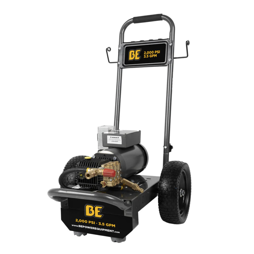 BE 2000psi 3.5gpm Industrial Electric Pressure Washer 230V Baldor Motor 30A Plug