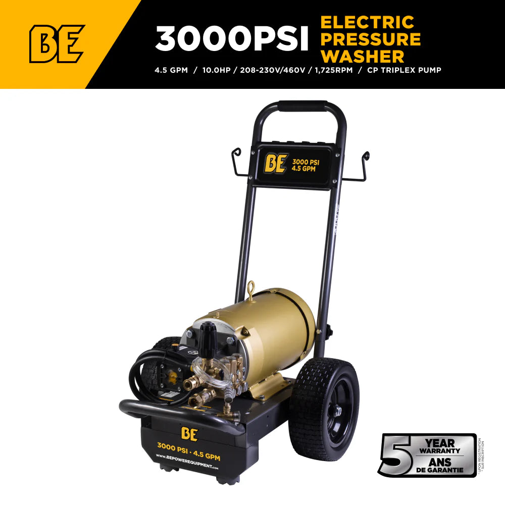 BE 220/460Volt 3000psi 4.5gpm Laveuse à pression électrique triphasée industrielle B3010E34AHE