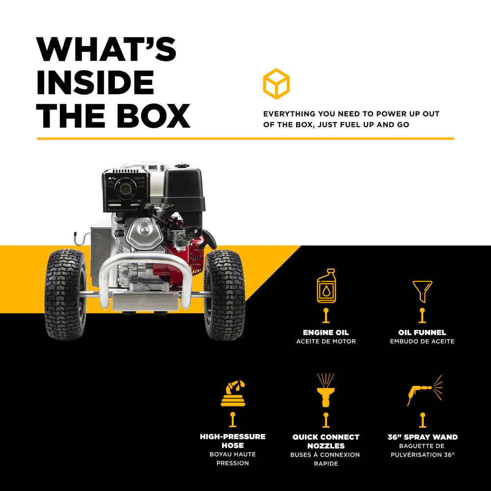 BE 3200psi 5.5gpm Honda GX390 Belt Drive Pressure Washer Centurion Pump External Unloader Aluminum Frame