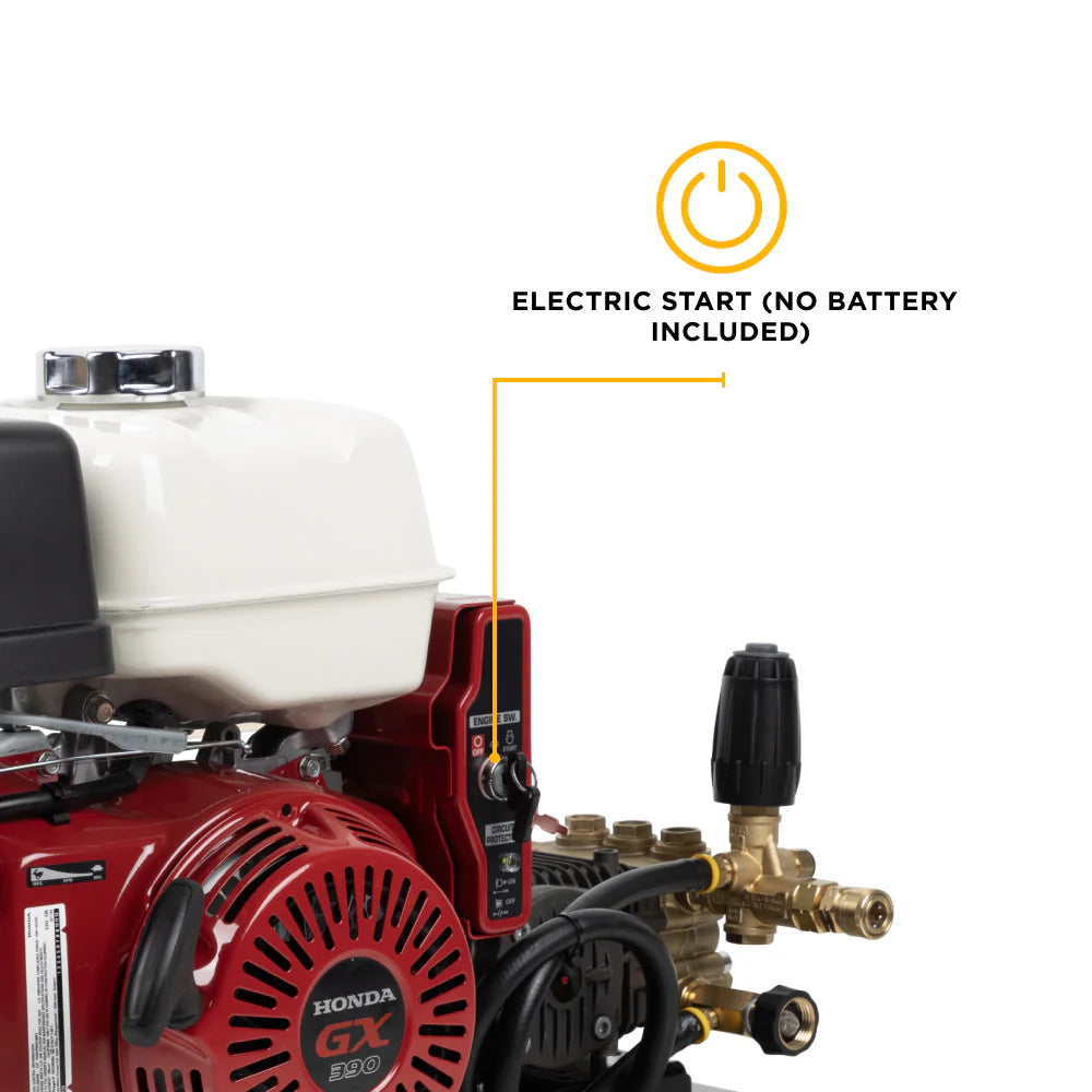 BE 3200psi 5.2gpm Honda GX390 Electric Start Belt Drive Pressure Washer Centurion Pump External Unloader Truck Mount