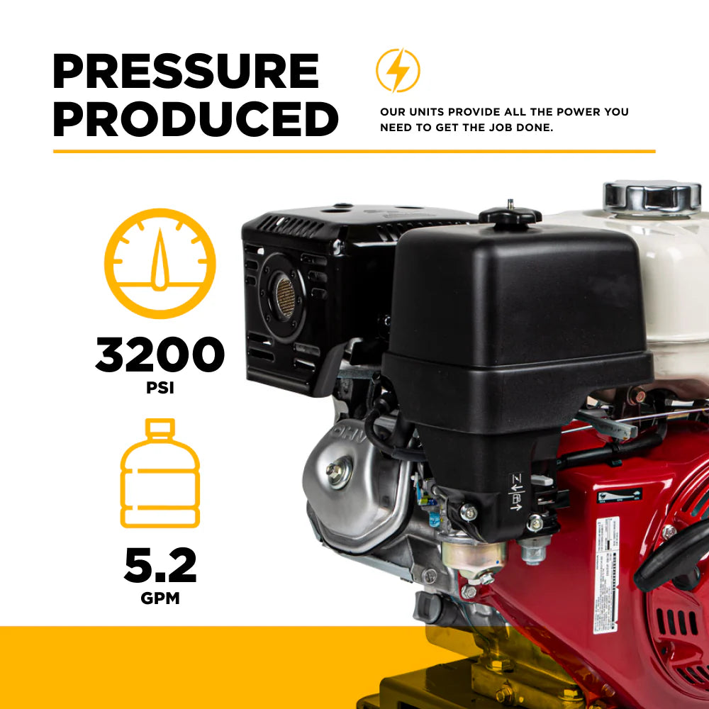BE 3200psi 5.2gpm Honda GX390 Belt Drive Pressure Washer Centurion Pump External Unloader Truck Mount