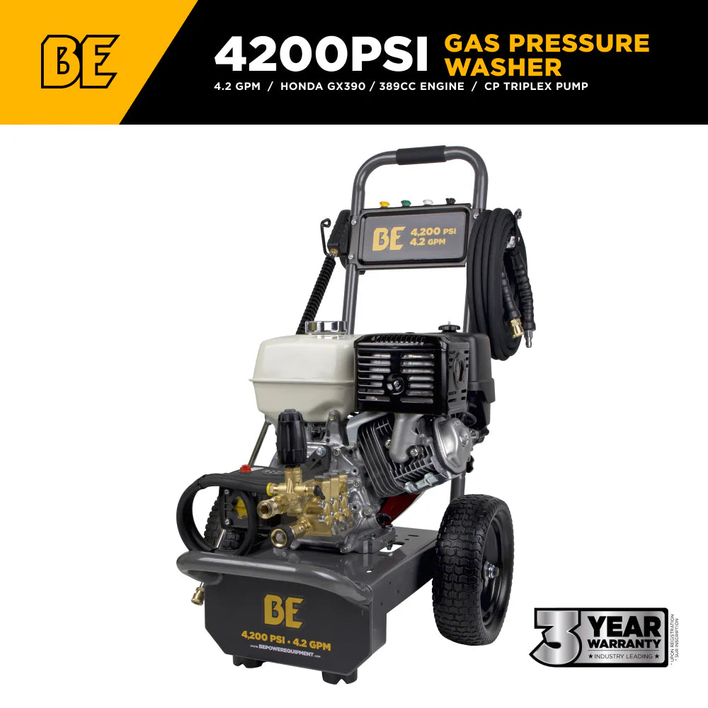BE 4200psi 4.2gpm Honda GX390 Pressure Washer Centurion Pump External Unloader