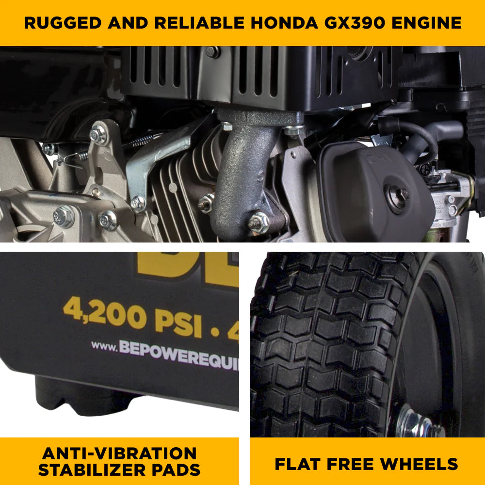 BE 4200psi 4.2gpm Honda GX390 Pressure Washer Centurion Pump External Unloader