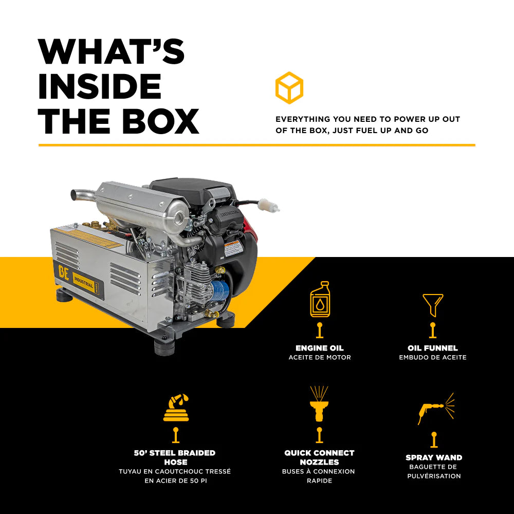 BE 5000psi 5.0gpm Honda GX690 Electric Start Belt Drive Pressure Washer Centurion Pump External Unloader Truck Mount