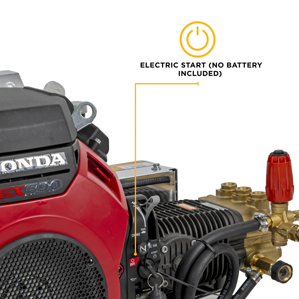 BE 5000psi 5.0gpm Honda GX690 Electric Start Belt Drive Pressure Washer Centurion Pump External Unloader Truck Mount