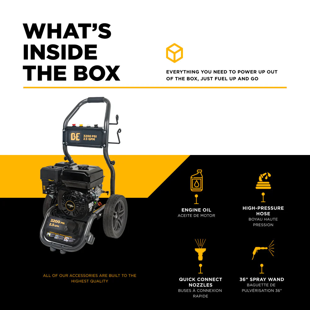 BE 3200psi 2.5gpm PowerEase R212 Portable Direct Drive Pressure Washer