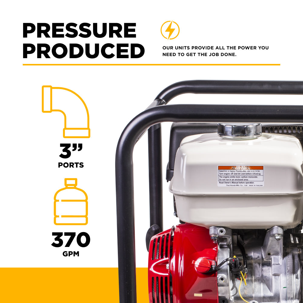 BE TP-3013HM 3 Inch Full Trash Pump 370 GPM Honda GX390