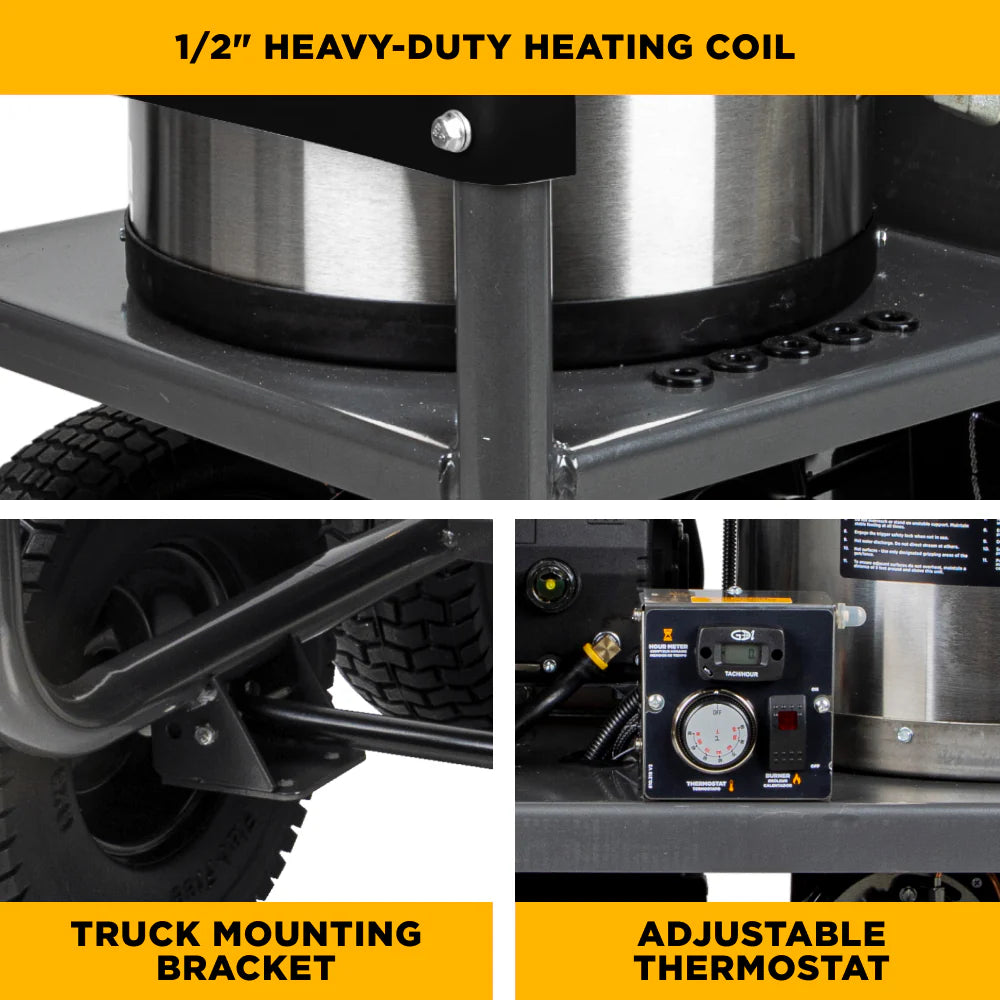 BE 3600psi 2.5gpm Honda Gas Hot Water Pressure Washer Diesel Burner Mobile Frame