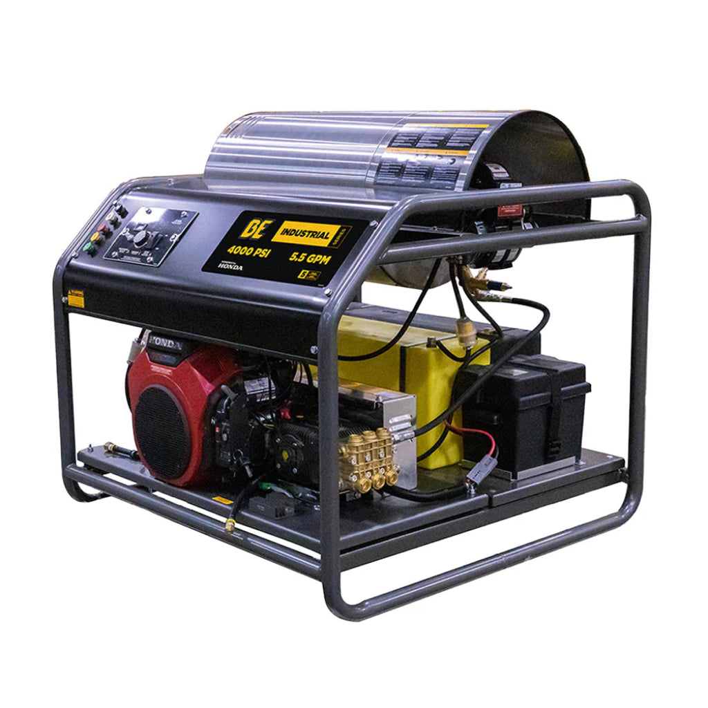 BE 4000psi 5.5gpm Honda Belt Drive Gas Hot Water Pressure Washer Diesel Burner Stationary Skid