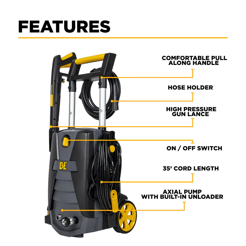 BE 2000psi 1.7gpm Electric Pressure Washer 120V