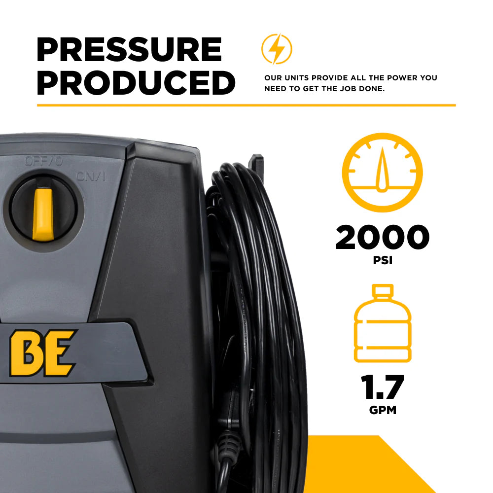 BE 2000psi 1.7gpm Electric Pressure Washer 120V