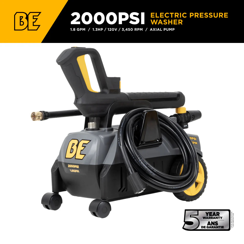 BE 2000psi 1.8gpm Electric Pressure Washer 120V