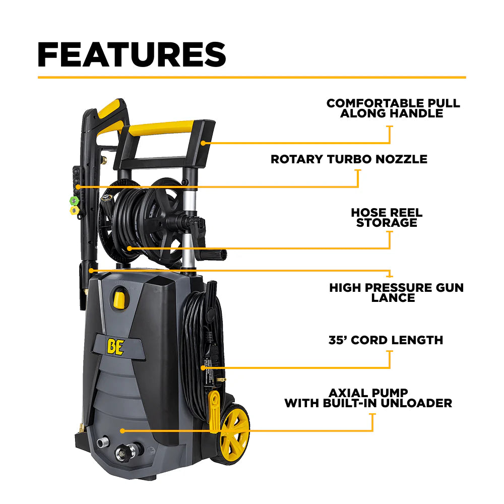 BE 2150psi 1.6gpm Electric Pressure Washer 120V