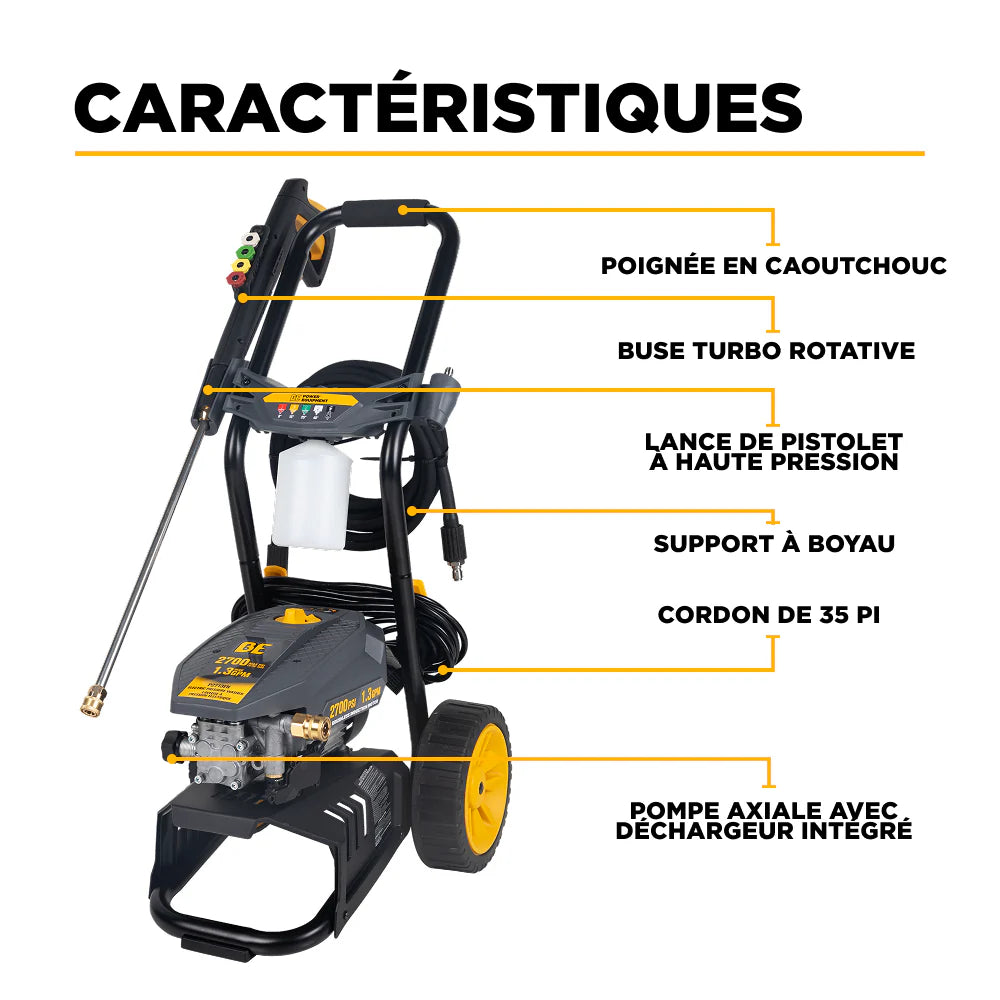 BE 2700psi 1.3gpm Electric Pressure Washer 120V