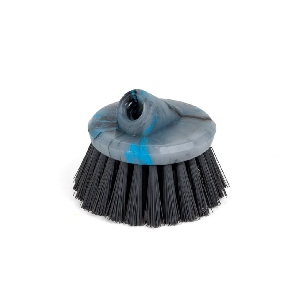 Grey Aggressive Stiff Round Polypropylene Flow-Through Brush for Roof Moss Removal and Deck Scrub
