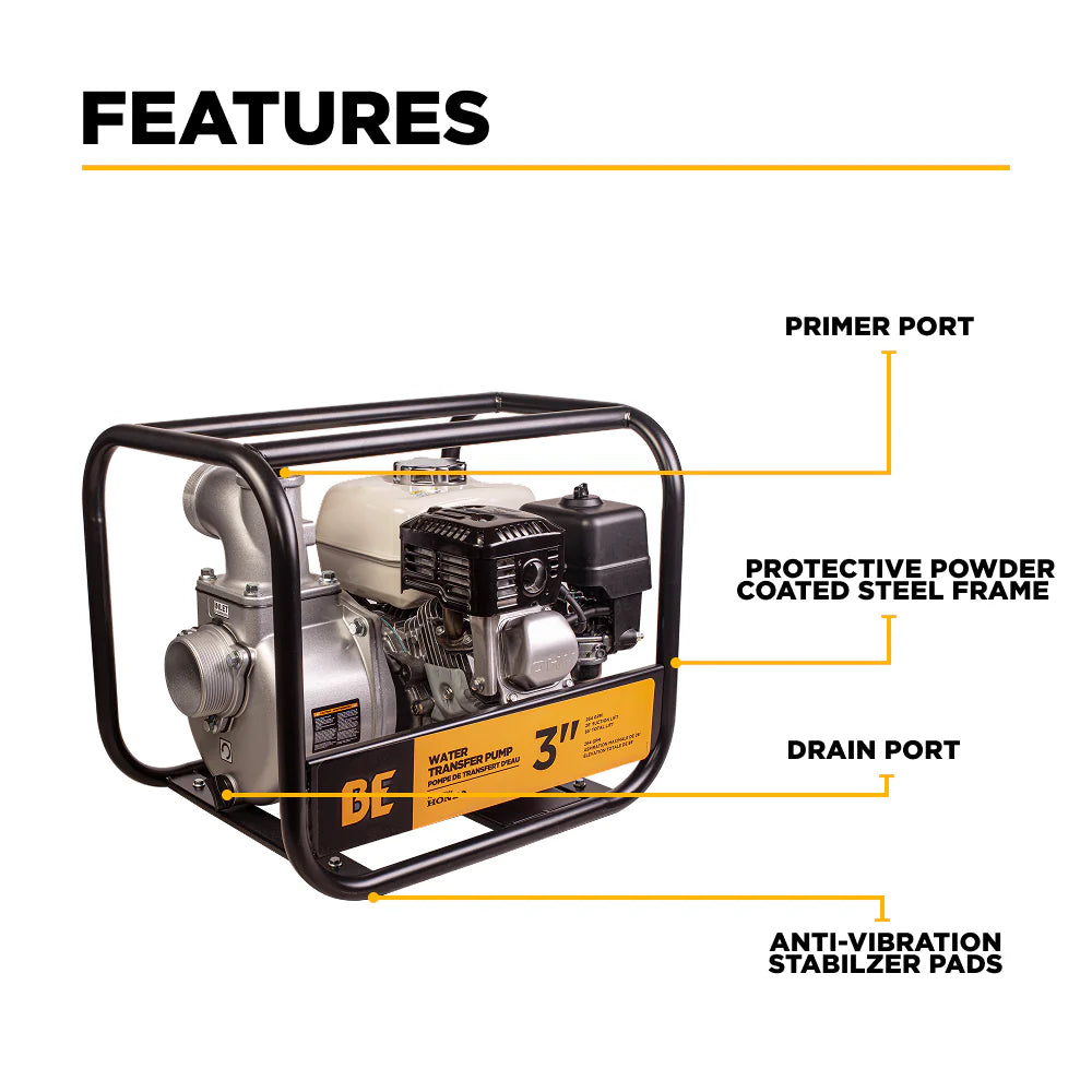 3" BE WP-3065HL Honda Water Transfer Pump 264GPM
