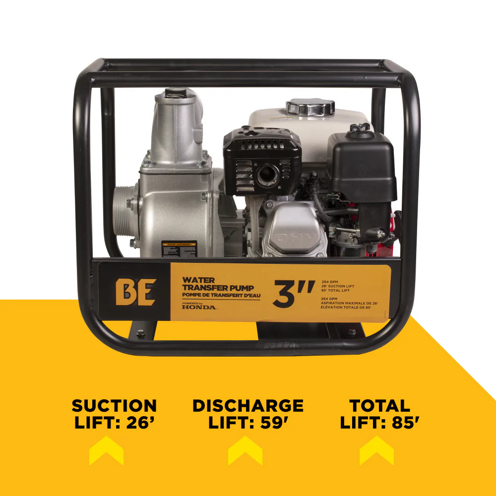 3" BE WP-3065HL Honda Water Transfer Pump 264GPM