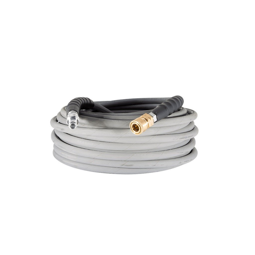 BE 3/8 Inch ID 4000psi Single Briad Grey Non-Marking Hot Water Hose 250°F 100ft Quick Connect Ends