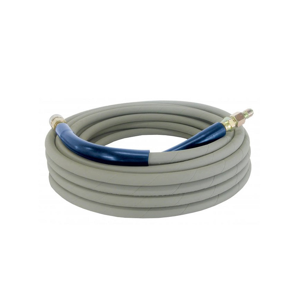 BE 3/8 Inch ID 4000psi Single Braid Grey Non-Marking Hot Water Hose 300°F Degrees 50ft Quick Connect Ends
