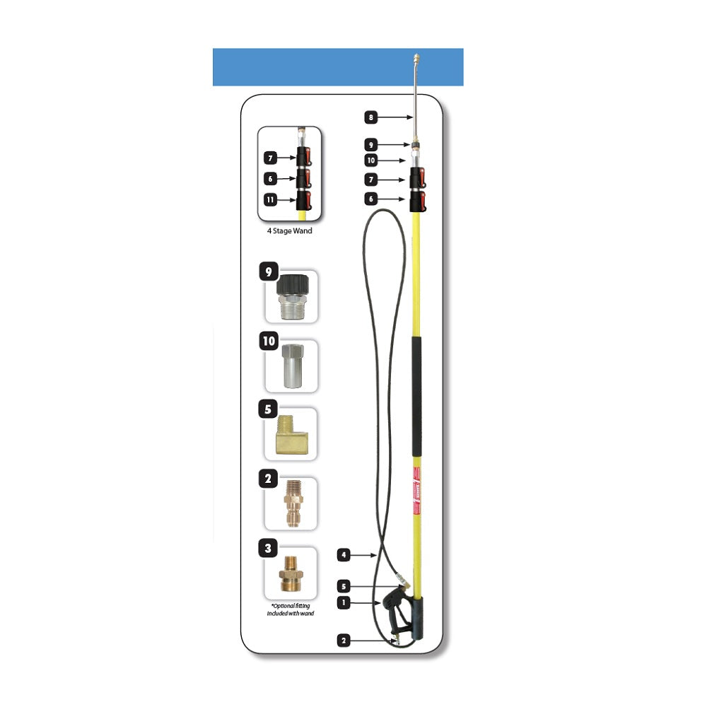 BE Fiberglass "Lever-lock" Telescoping Long Wand Parts
